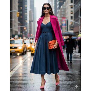 Kate Spade New York Square Neck Denim Midi Dress